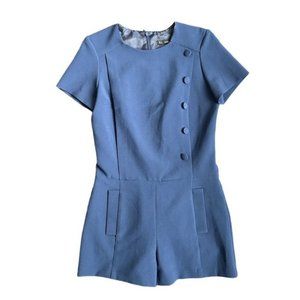 ZARA Womens Navy Blue Short Sleeve Romper US M